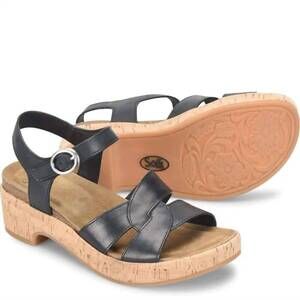 NEW SOFFT women's criss cross italian leather wedge sandals in black